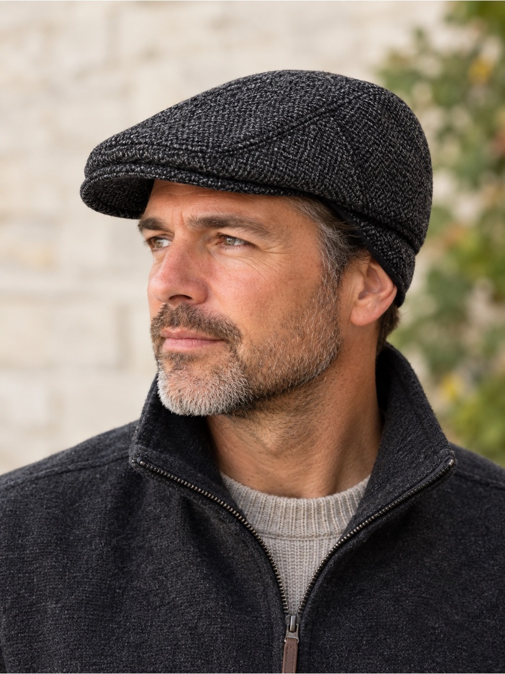Vintage Tilley Wool Tweed Ivy Cap Newsboy Flat Cap Small Grey Black